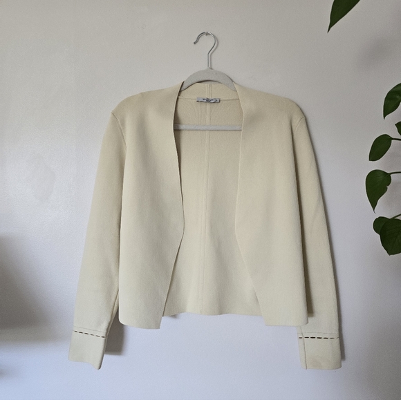 MM Lafleur Jackets & Blazers - MM Lafleur Cardigan Woolf Blazer Womens Size Small Cream Open Front Jardigan
